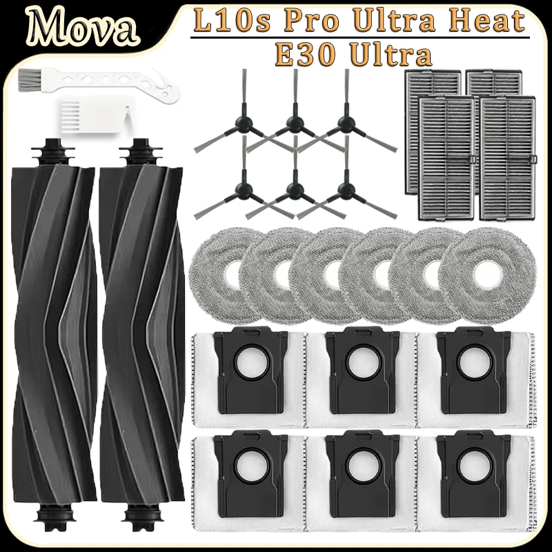 For Mova E30 Ultra/L10S Pro Ultra Heat Robot Vacuum Accessories Main Brush HEPA Filter Side Brush Mop Dust Bag Replacement Parts