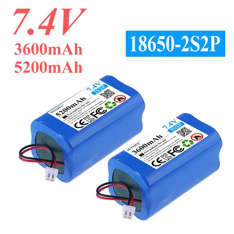 Batterie au lithium 7.4V 18650 3600/5200mAh, équipement de surveillance, panneau de protection + prise XH2.54-2P