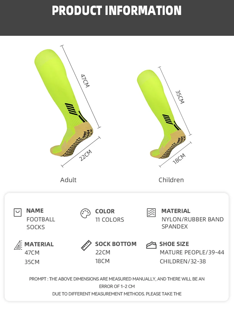 Anti Non Slip Soccer Football Socks Long Length Adhesive Thickened Towel Bottom High Leg Sports for Men and Children Stockings