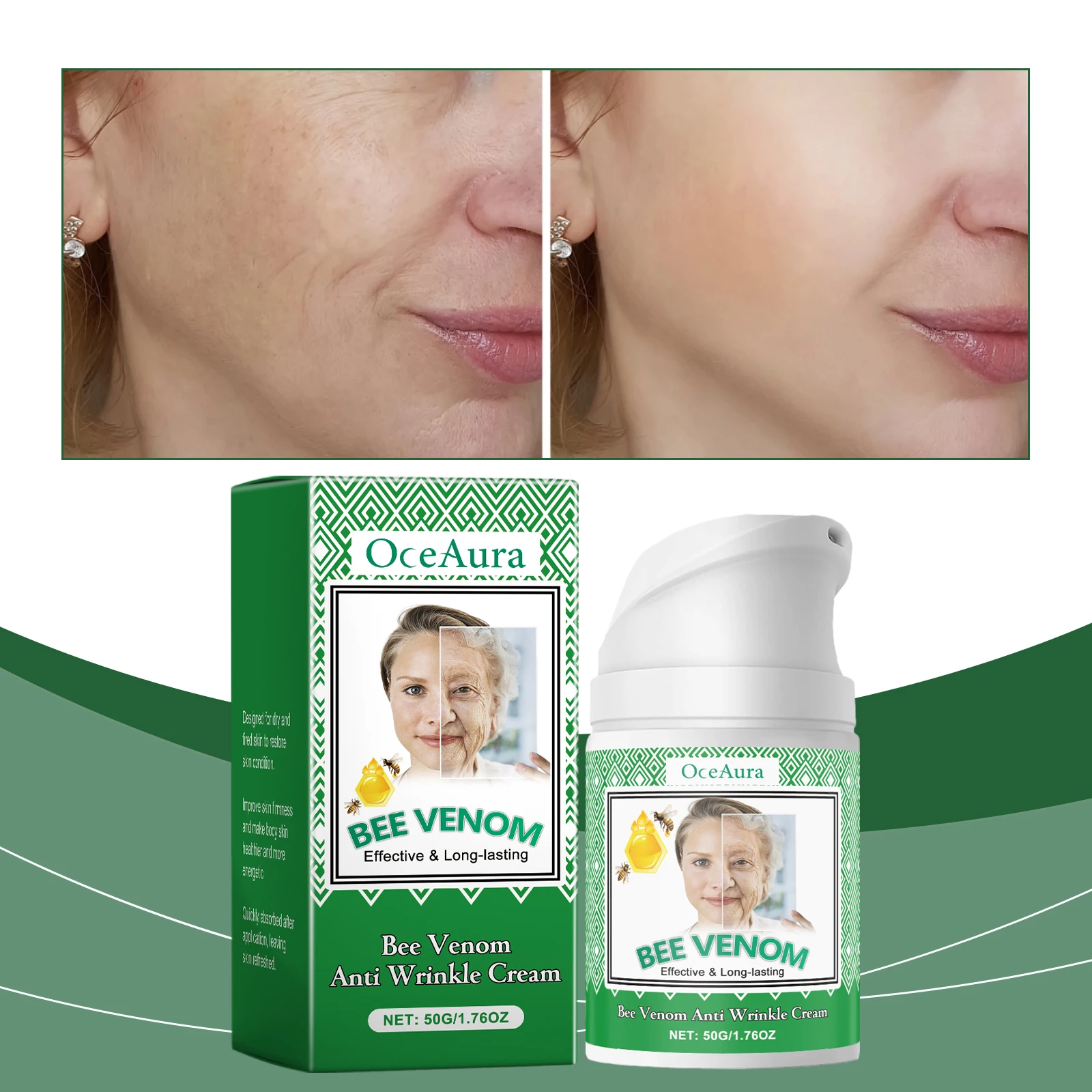 Bee Venom Anti-Wrinkle Cream - with50g Bee Toxin Complex Long-Lasting Firming & Lifting Effect - 1.76 Oz"