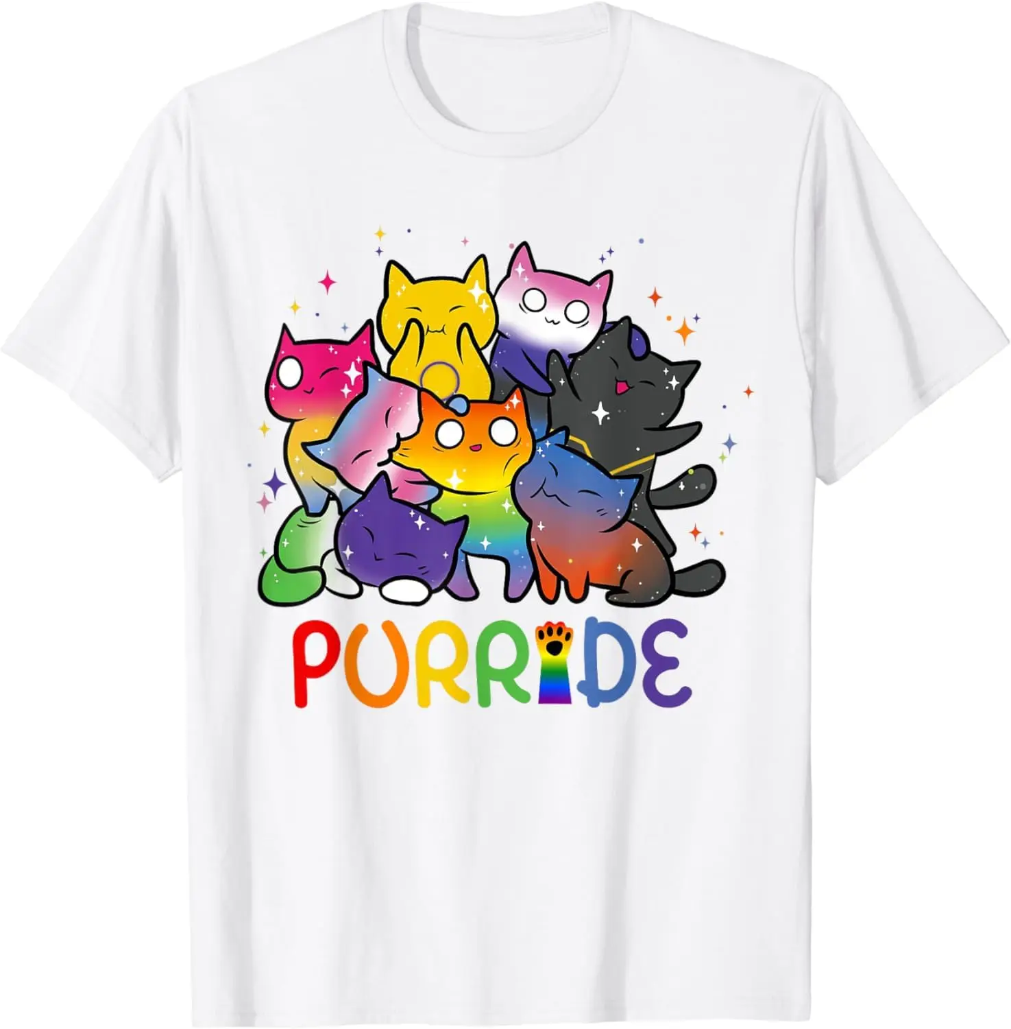 Purride Cat Pride Ally Rainbow Animal Lovers Women Kids T-Shirt Unisex T-shirts For Men Women Summer Tees Cotton Oversized