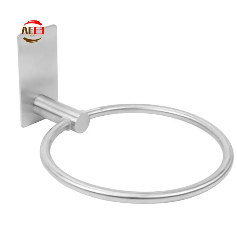 

AEE3-Кольцо для полотенец/держатель для полотенец - Самоклеящаяся круглая вешалка для полотенец Черный вешалка для полотенец для рук для ванной комнаты, нержавеющая сталь
