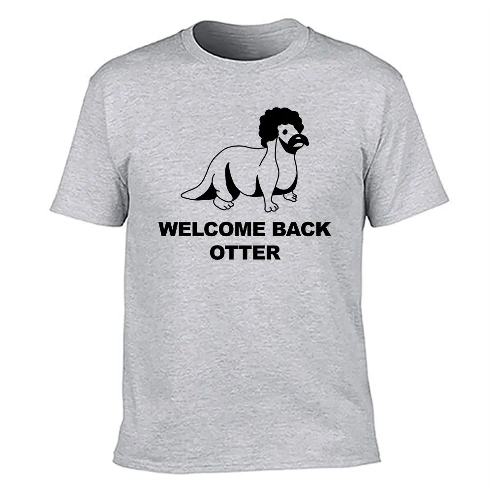 Men's Cotton T-Shirt Funny Welcome Back Otter Graphic Print Casual Short Sleeve Tee