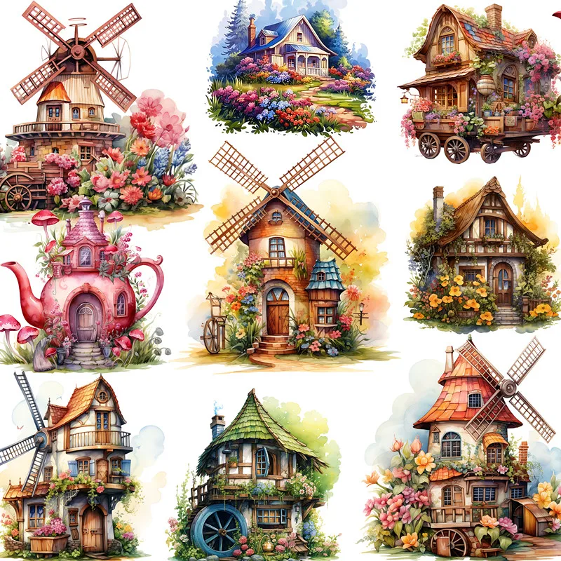 

Windmill house Stickers Crafts And Scrapbooking stickers kids toys book Decorative sticker DIY Stationery