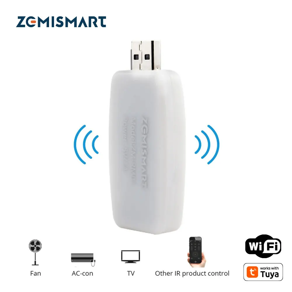 Zemismart RF IR to WiFi USB Dongle Work with Tuya Remote Control TV Fan Air Condition Light Water Heater Home Alexa Google Home