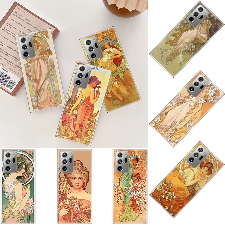 Alfons Mucha Primavera Phone Case For Samsung Galaxy S20 S23 FE S21 S10 Plus S24 S22 Ultra Coque S10E S9 S8 S7 Edge Cover Capa P