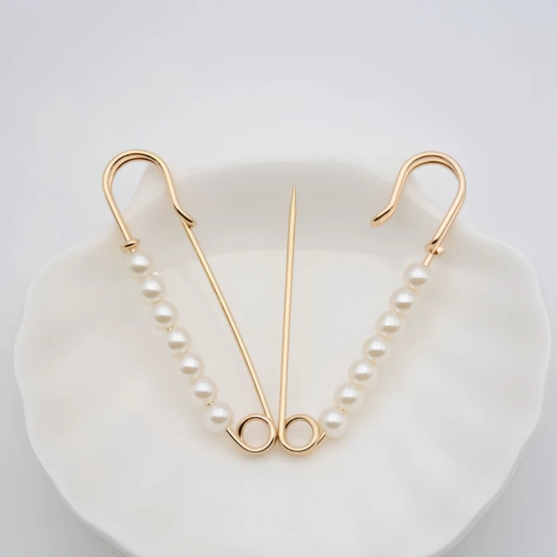 5 Stück/Set 7,5 cm Imitationsperlen-Brosche Sicherheitsnadeln zur Taillenverengung Ornament für DIY-Bastelarbeiten Kleidung Hosen Accessoires – Detail 5