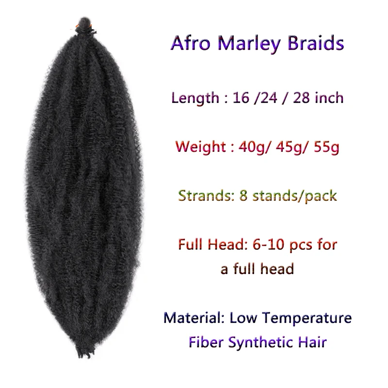 Synthetic Pre-Separated Afro Kinky Twist Crochet Hair Extension 16/24/28Inch Springy Afro Twist Hair For Faux Locs Marley Braids