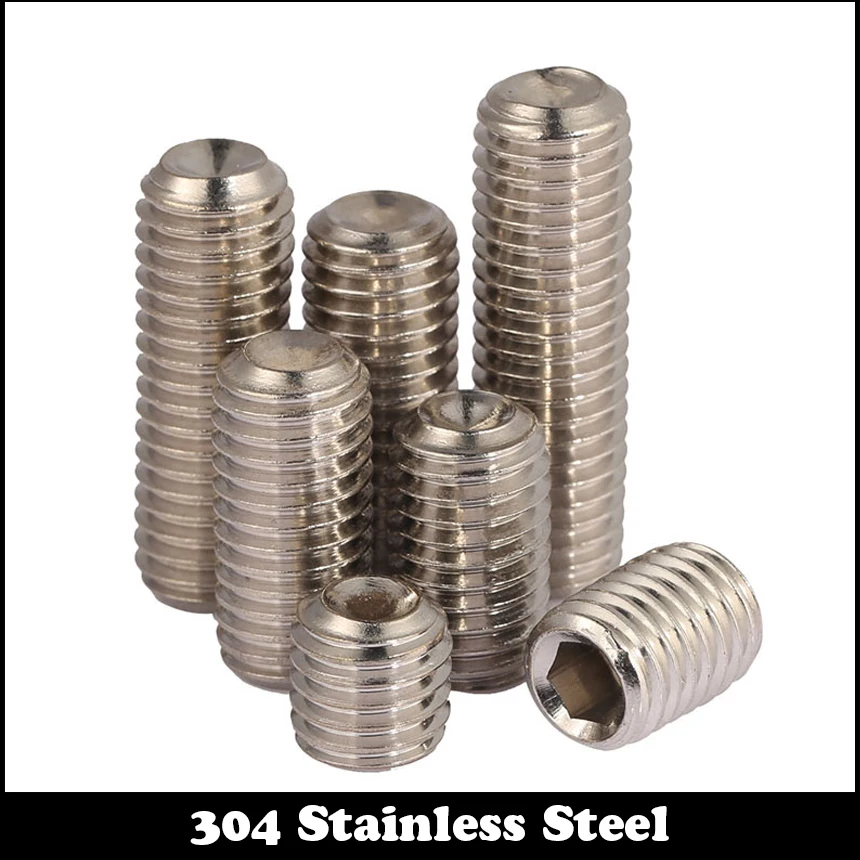 M4*20 M4x20 M4*25 M4x25 M4*30 M4x30 M4*35 M4x35 304 Stainless Steel ss DIN916 Allen Head Hexagon Socket Grub Cup Point Set Screw