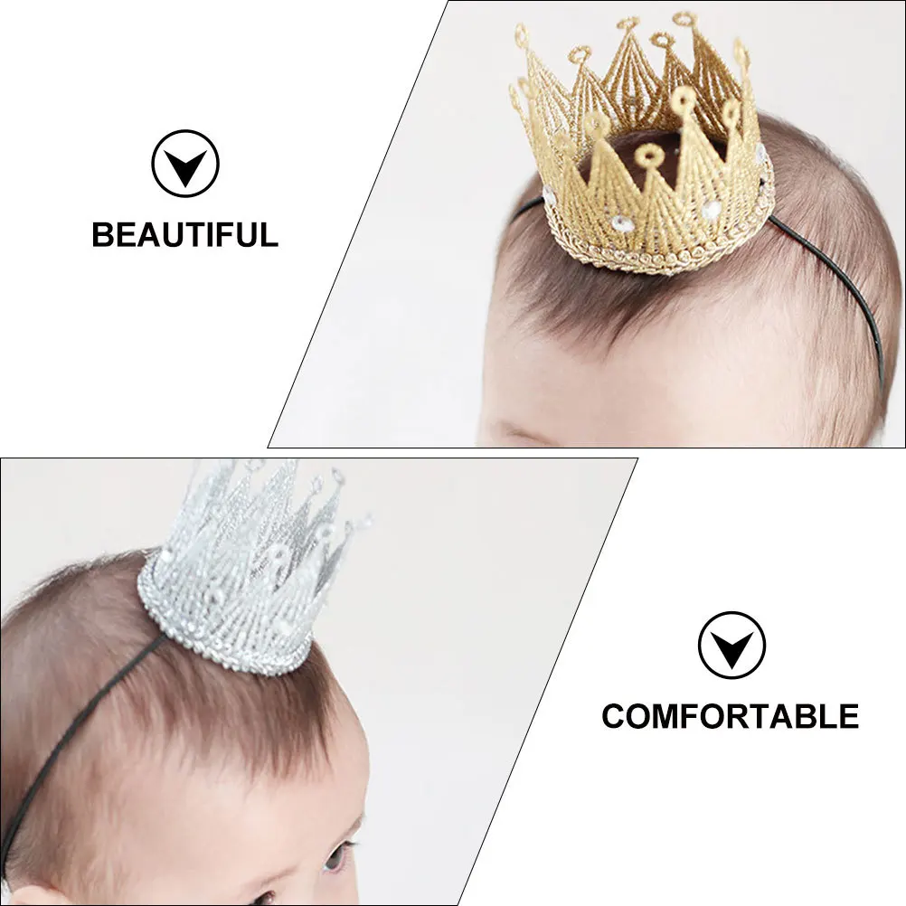 2Pcs Baby Crown Headband Newborn Toddler Girls Boys Festival Christmas Party Wedding Shower Gift Infant Kids Hairband Crown