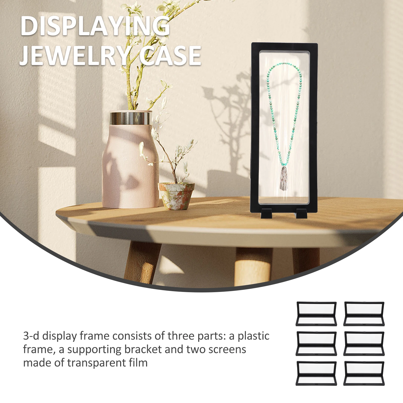 

Transparent Jewelry Display Rack 6 Sets Floating Case ABS PE Material Storage Box For Rings Accessories Showpiece
