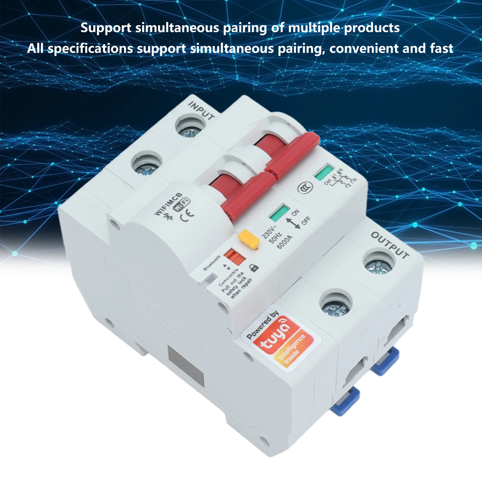 

Умный автоматический выключатель 2P с Wi-Fi и Bluetooth, дистанционное управление через приложение, защита от перегрузки по току, AC 220V