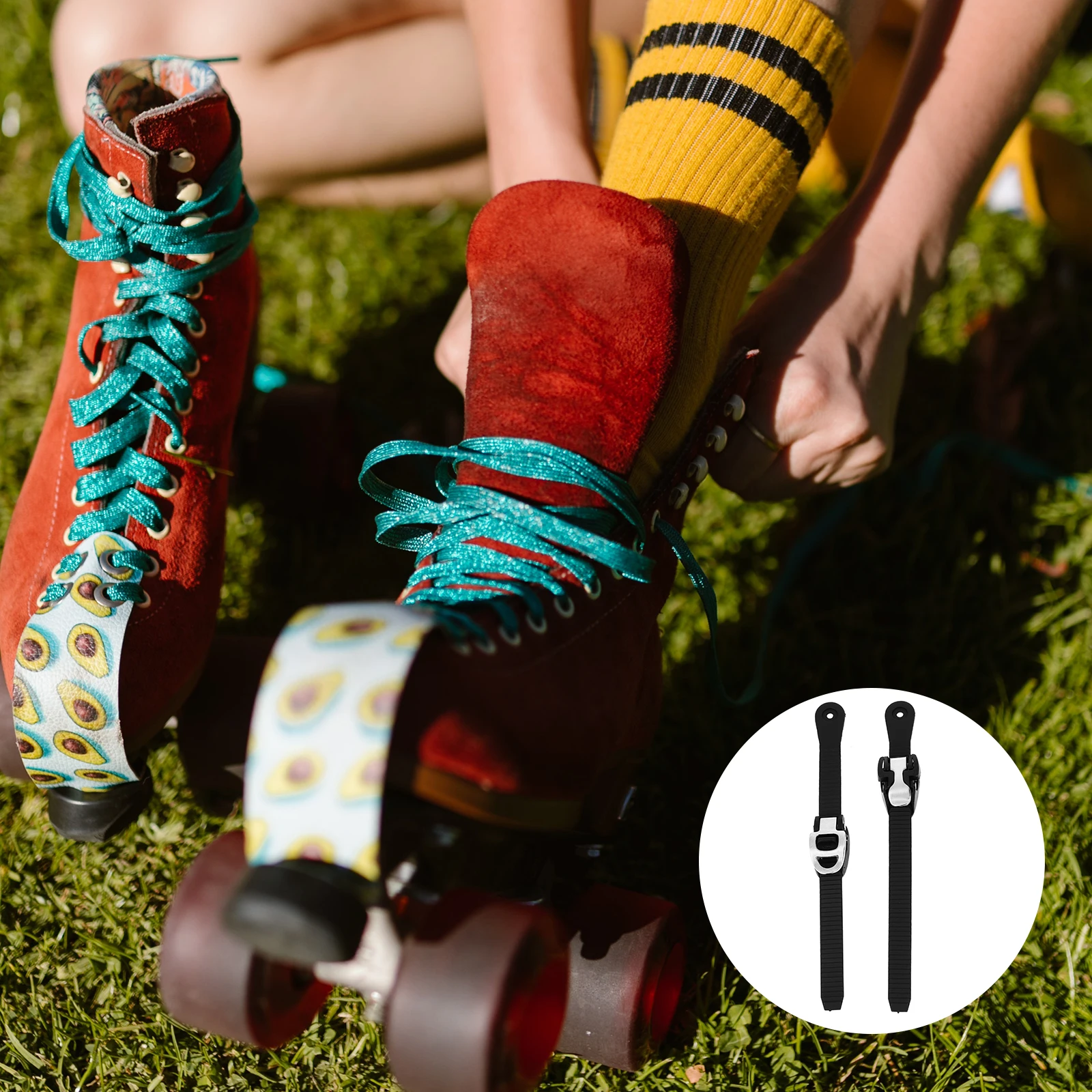 2 peças tiras de patins 25cm 22cm fivelas ajustáveis conectores de sapatos de patinação ganchos de substituição portáteis duráveis