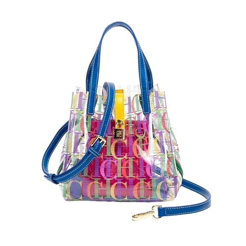 Imagen 2 del producto CH Bolso tipo cubo para mujer, bolso de mano de gran capacidad, Material transparente de TPU, bolso de compras con estampado de letras, bandolera de viaje para mujer