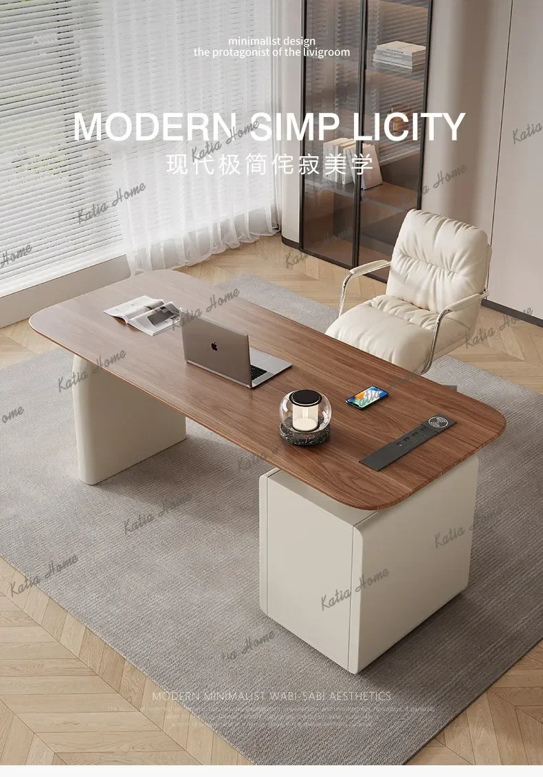 YJ  Desk Retro Home Study Writing Desk Light Luxury Minimalist Desk All Solid Wood Beauty Salon Consultation Table