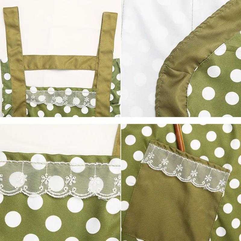 Summer Breathable Sleeveless Dot Aprons Women Pockets Portable Cooking Oil-proof Dirt Resistant Tools Princess Cleaning Apron