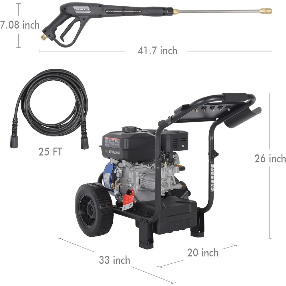 Imagem -02 - Bomba Axial Lavadora de Energia a Gás Heavy Duty Ciclo do Motor 224cc Incluem Spray Wand 2.5 Gpm 3500 Psi