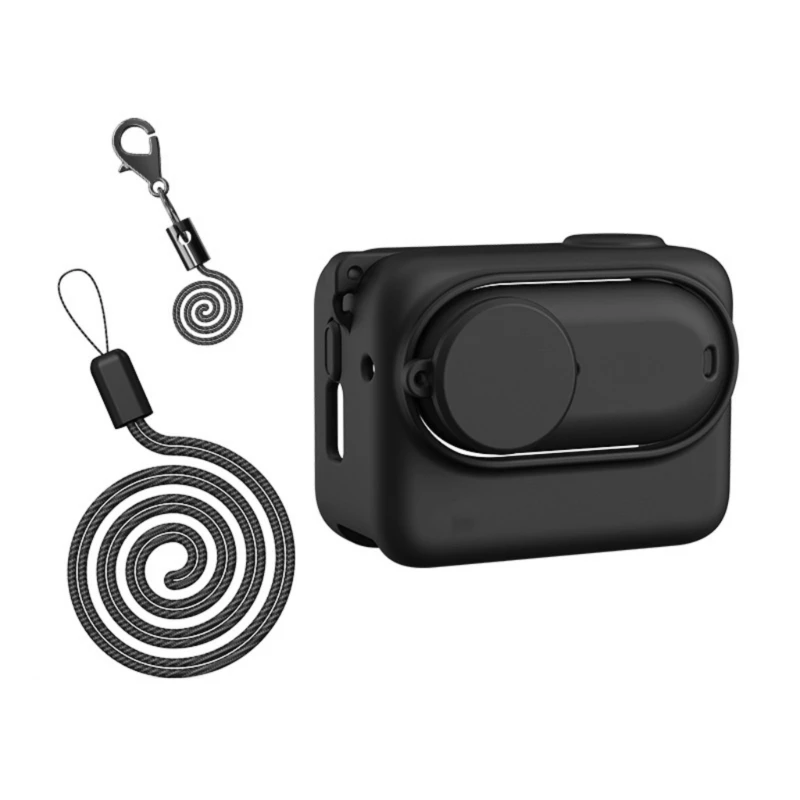 

Silicone Protective Case For 360 GO 3S Action Camera and Lens With Quick Release Base Slot and Neck Strap Set