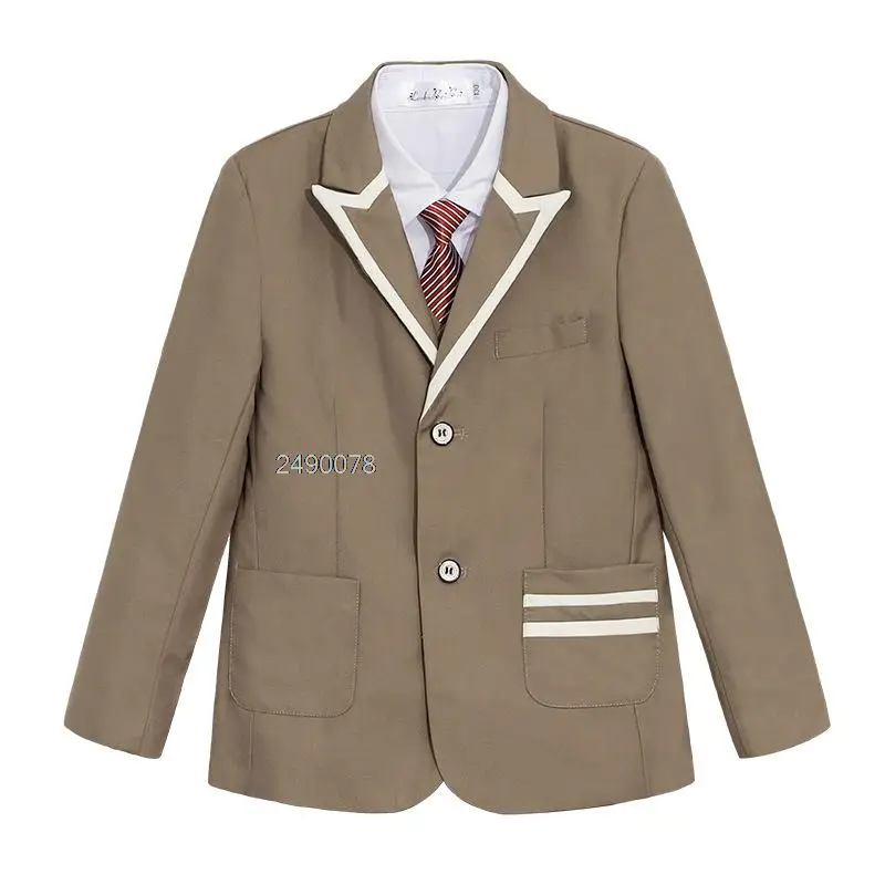 Khaki Suit For Boys Children Photography Dress Kids Stage Performance Formal School Suit Teen Birthday Ceremony Chorus Costume