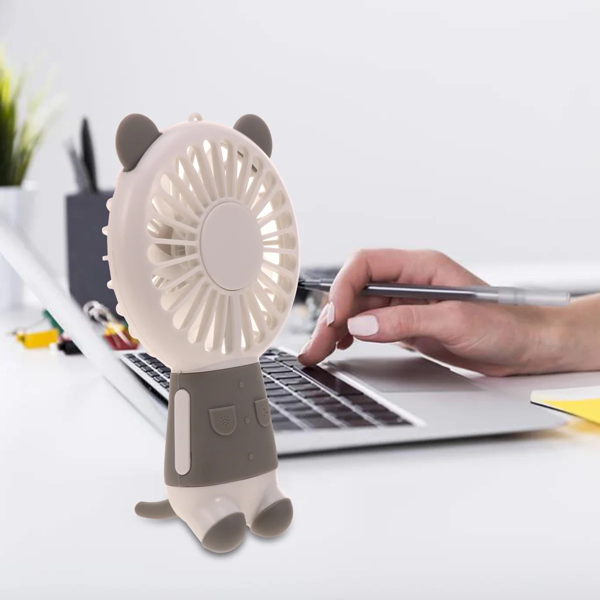 

Shaped Mini Handheld Fan Portable Night Light Lightweight Plastic Quiet Cooling Fan for Home Office Outdoor