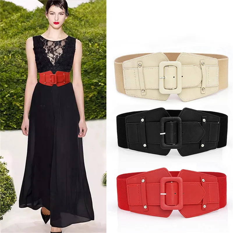 

Vintage Wide Belts for Women Famous Brand Designer Elastic Party Belts Women's Red Costume Belts For Dress