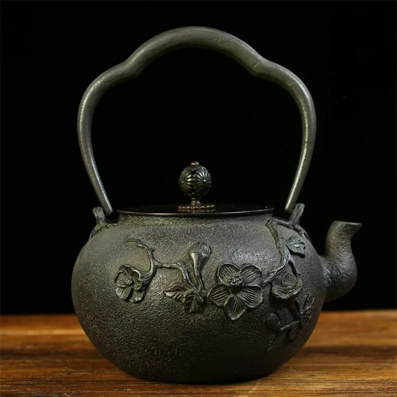 1100~1300ML Handmade Antique Cast Iron Teapot Japanese Style Tea Kettle for Boiling Water Original Iron Teapot Home Decoration