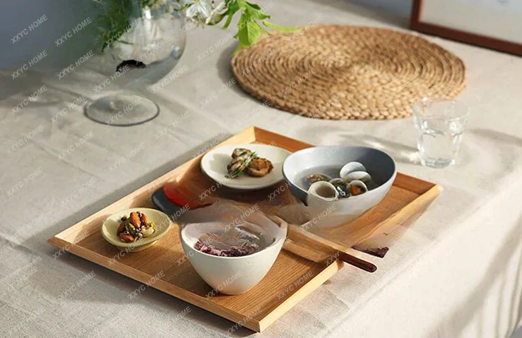 Cafe wooden tray, bread tray, cake bakery plate, storage tray