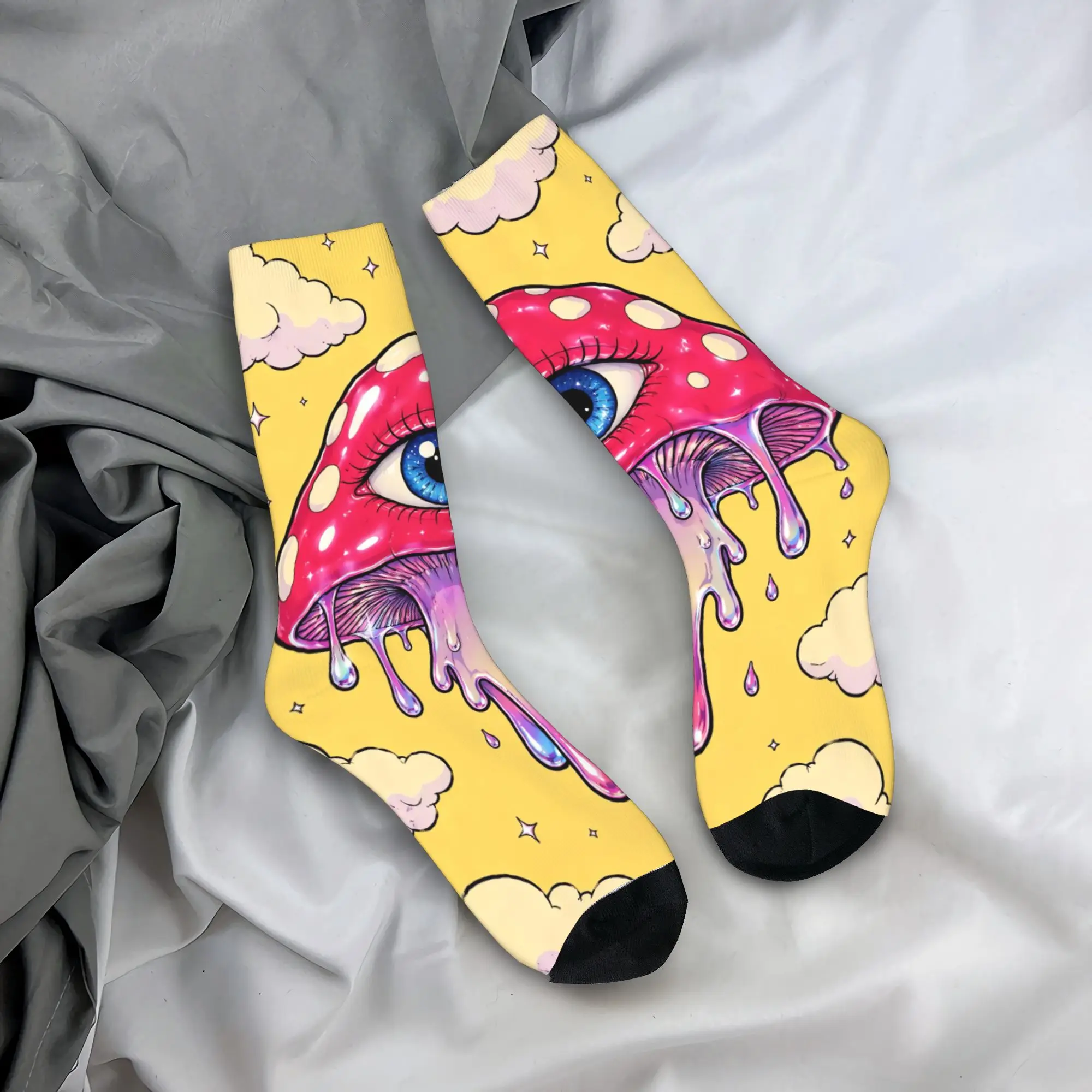 Cartoon Graffiti Pink Dripping Mushroom Stockings Autumn Anti Sweat Unisex Men Socks Warm Soft Custom Climbing Socks