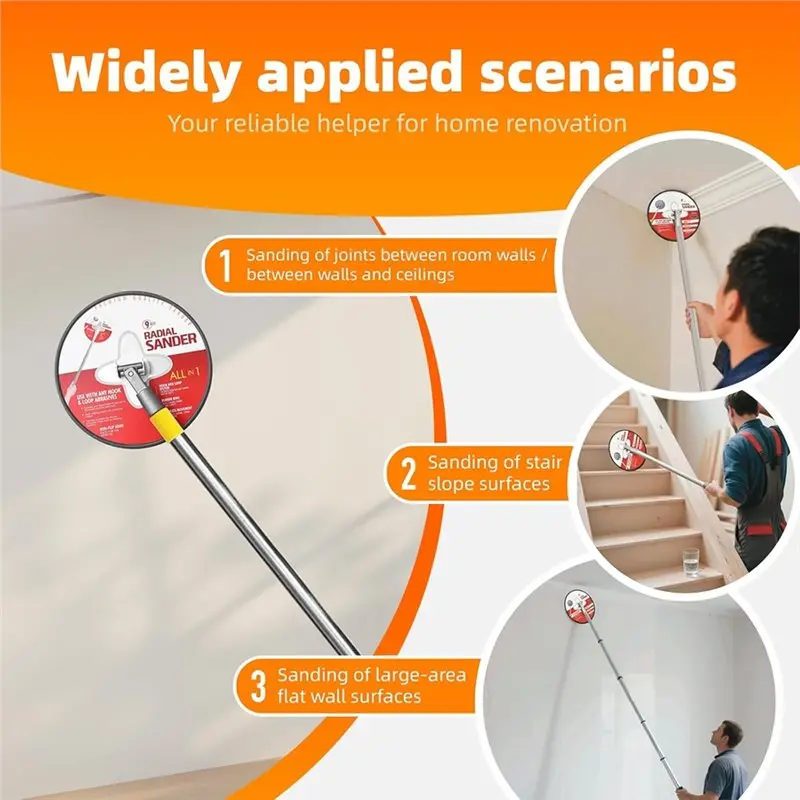 VEHO-For Drywall,Manual Hand Sander With Extension Pole-Pole Sander Ideal For Painting Projects, Aluminum Connector Included