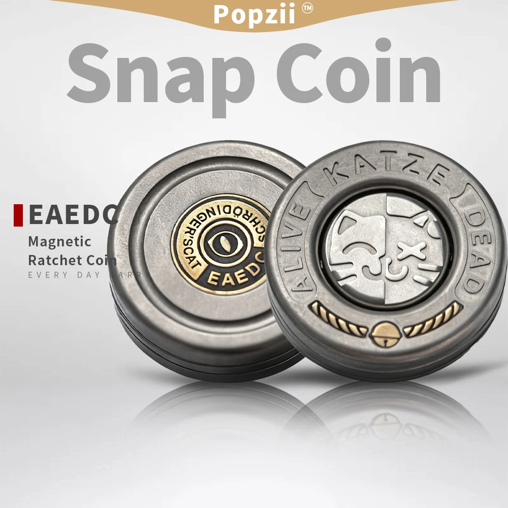 

EAEDC Titanium alloy Cat Magnetic Snap coin Mechanical Ratchet Coin Adult Sensory Toys Anti Stresse Fidget Fidgeting toys