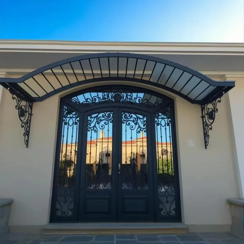 Villa Balcony Manual Operation Durable Waterproof Iron Roof Luxurious Steel Sunshade Canopy