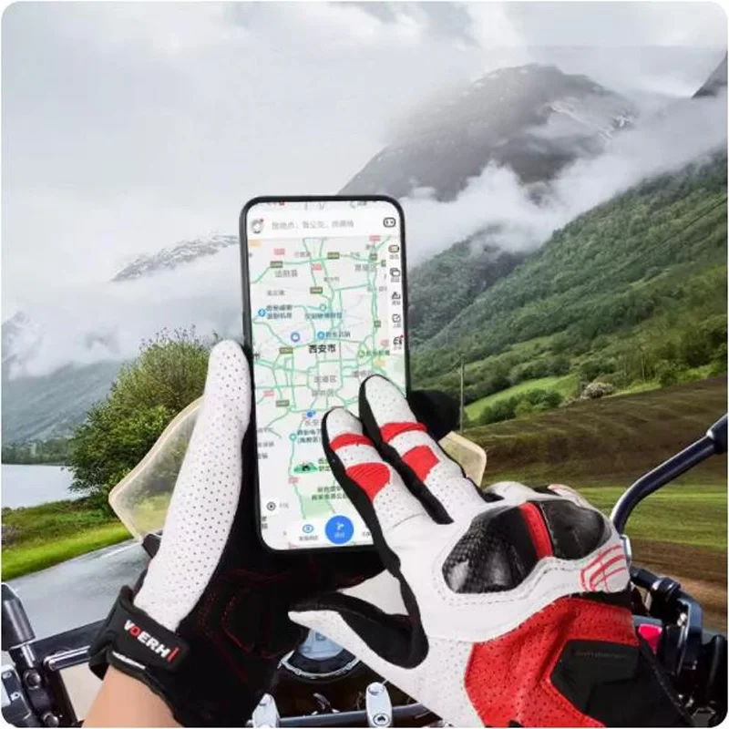 

Men's Summer Breathable Carbon Fiber Genuine Leather Motorcross Motorcycle Gloves Motorbike Rider Glove Anti Drop Touch Screen