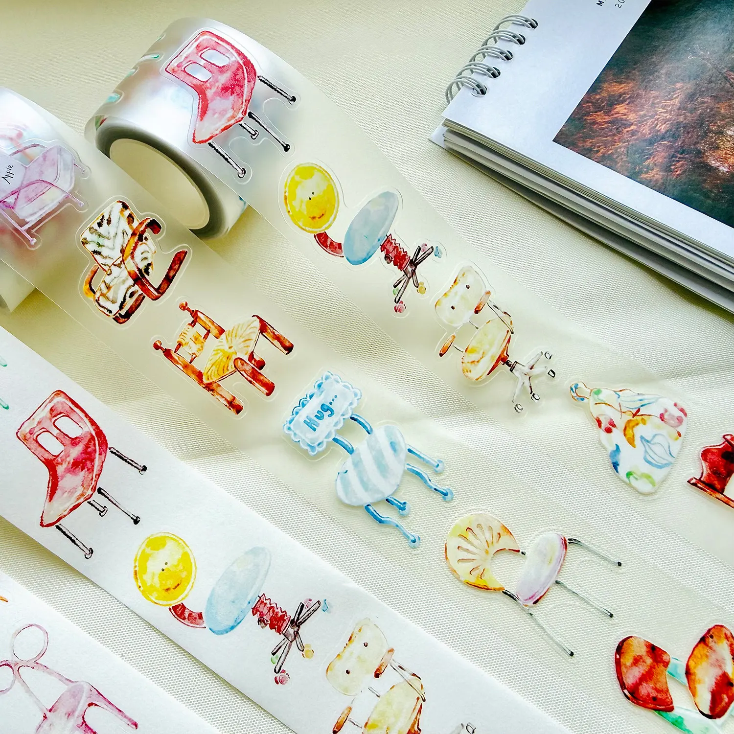 Normi Studio Beauty Girl Rijen Stoelen Gestanste PET Washi Tapes Creatieve Benodigdheden DIY Scrapbooking Kaartmaken Decoratie Sticker - afbeelding 2