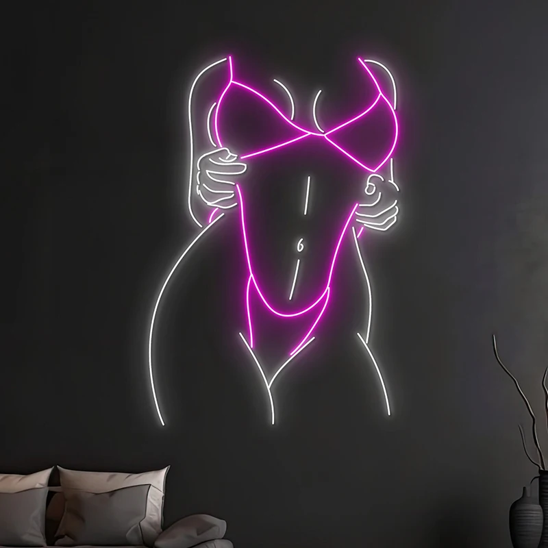 Custom Sexy Lady Neon Light, Mulher Corpo LED Light, Sinal de senhora sexual, Decoração de parede do quarto feminino