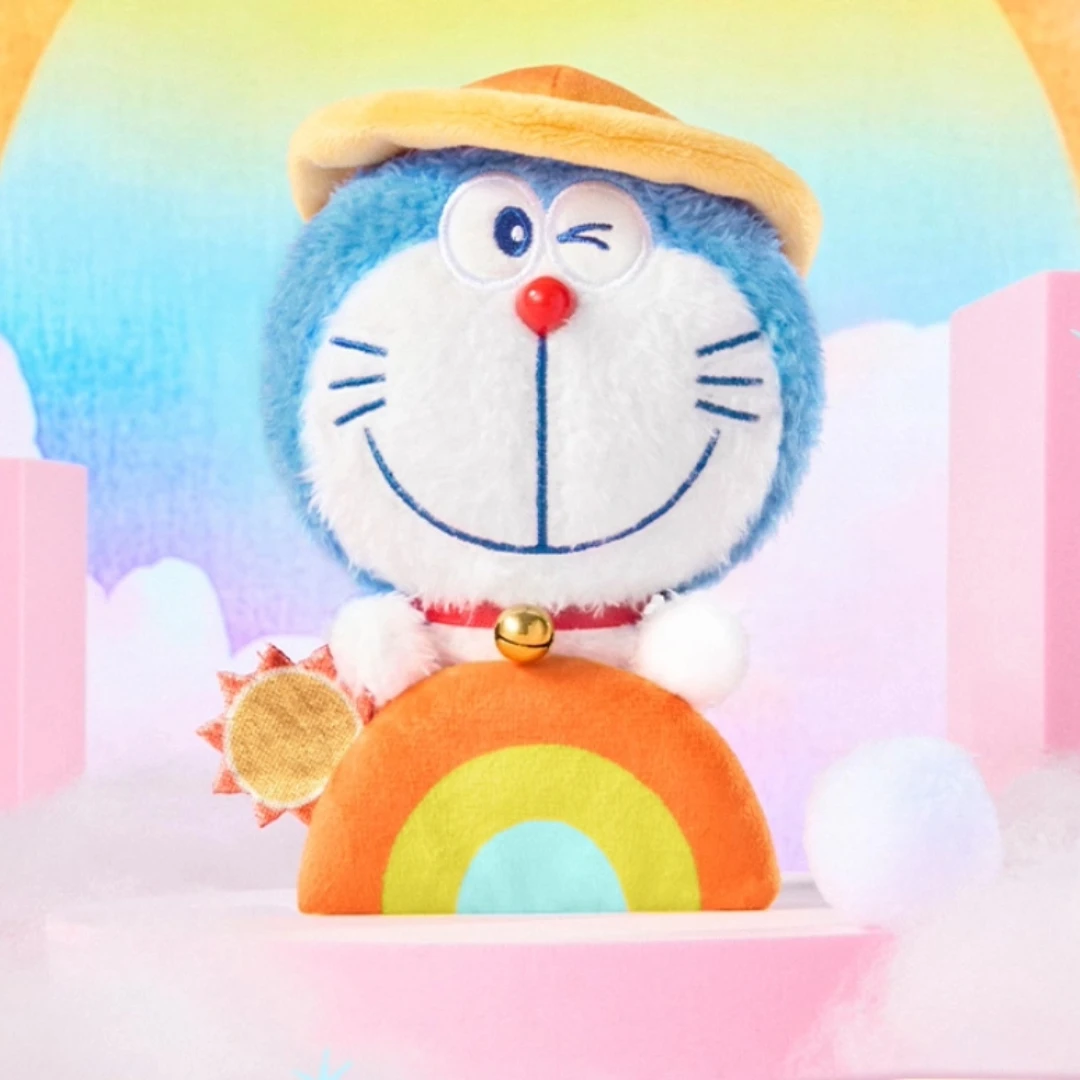 Pluche Blind Box Officiële Doraemon - Mini-sleutelhanger met willekeurige karakters Leuke Anime Plushie-rugzak en autodecor Nostalgisch cadeau