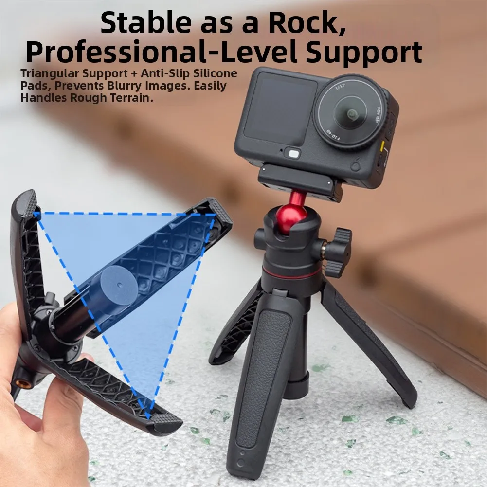 Foldable Desk Tripod For DJI Osmo-Action 6/5Pro Magnetic Ball Head Anti-Slip Floating Tripod Handle Grip For Outdoor Travel