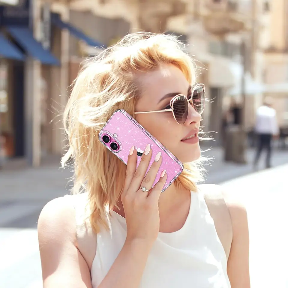 Funda transparente con brillantina para iPhone 17 Air 16 E Pro Max 16e 15 Plus 14 13 Mini 12 11 SE 2022 2020, para mujeres y niñas 5