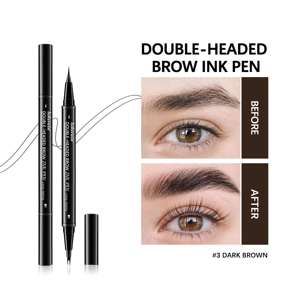 Matita per sopracciglia 2 in 1 Matita per sopracciglia impermeabile Sopracciglia perfette Pennelli per trucco impermeabile Eyeliner per set di penne Marrone