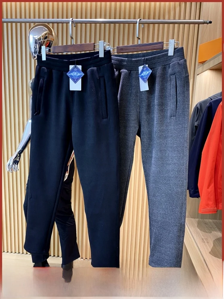 

Soft Thiened Autumn Winter New Men's Color Fce Lined Thiened Warm Sports Casual Pants Straight Leg Long Trousers
