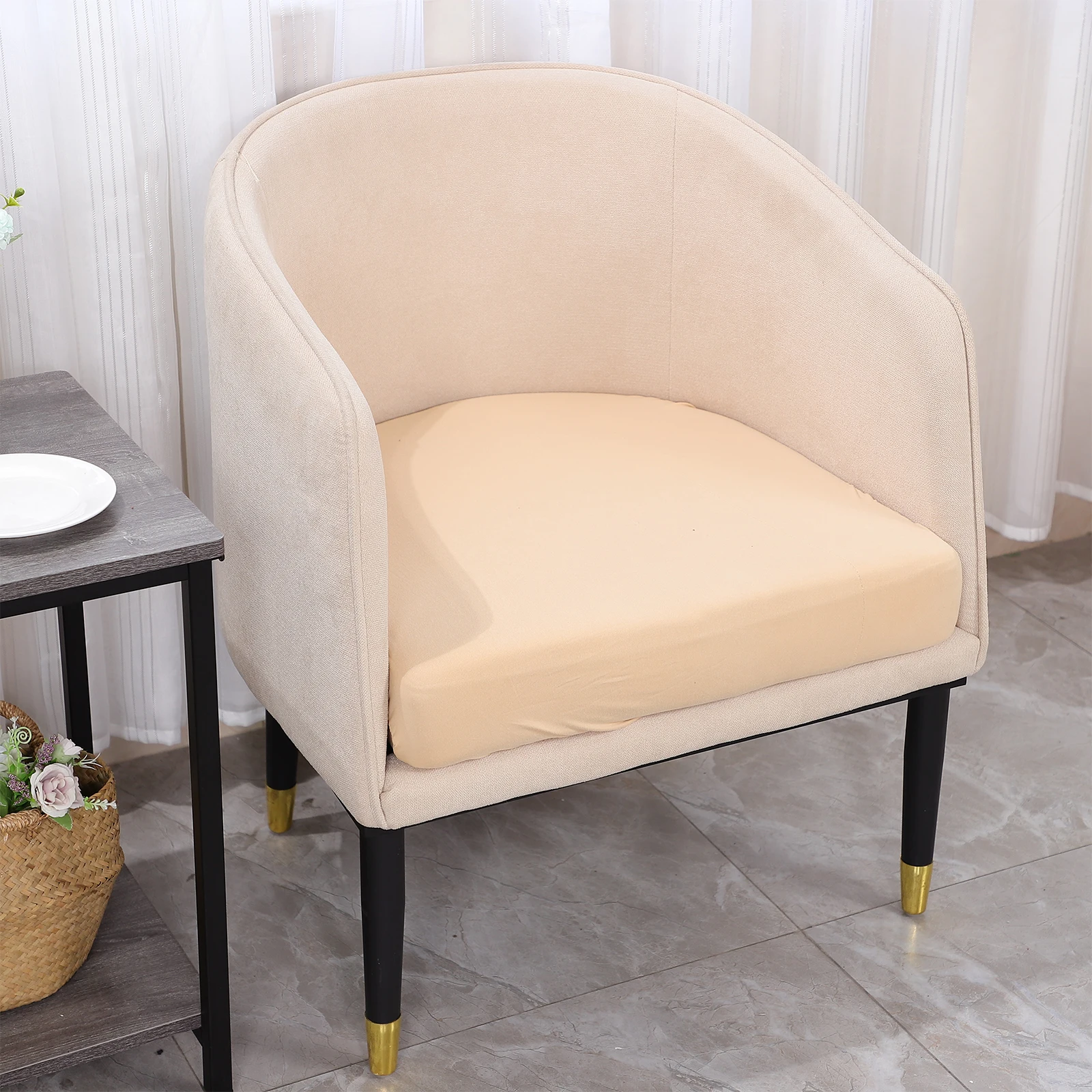 

1pc Elastic Sofa Cushion Cover Wear-Resistant Polyester Chic Decorative Seat Cover For Home Furniture Protector