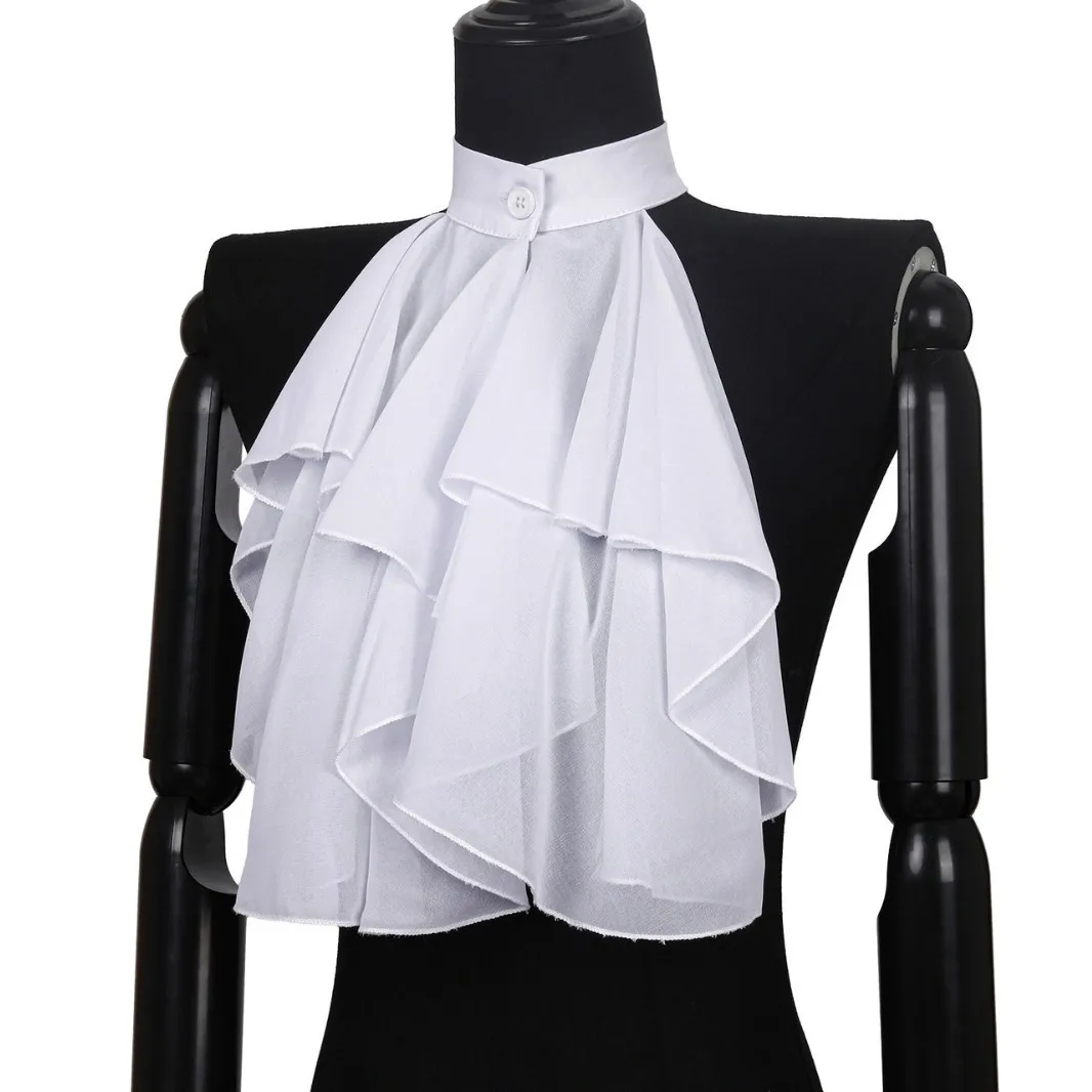 

Medieval Formal Ralph Collar Detachable White Ruffled Equestrian Neck Collar Flower Clown Stage Play Necktie Costume Accessory