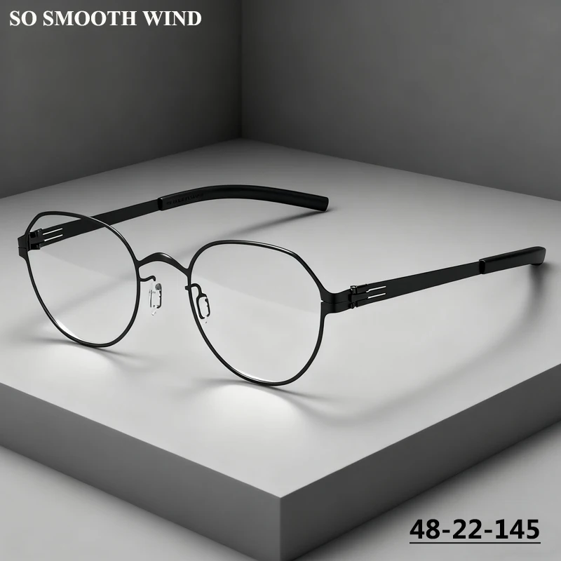 

Germany Brand Polygon Blue Eyeglasses No Fading Men Screwless Glasses Frame Women Handmade Ultralight Elastic Spectacles Theda