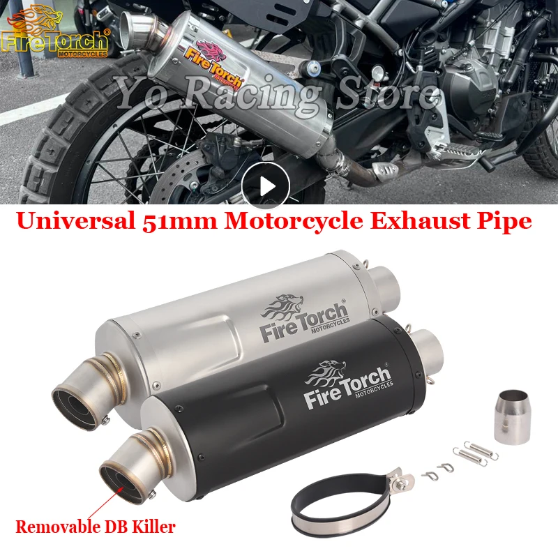

Universal Motorcycle Exhaust 51mm Pipe Escape Systems Muffler DB Killer Tip For CBR650 R6 ER6N MT09 CF675SR Ninja650 NC700 MT450
