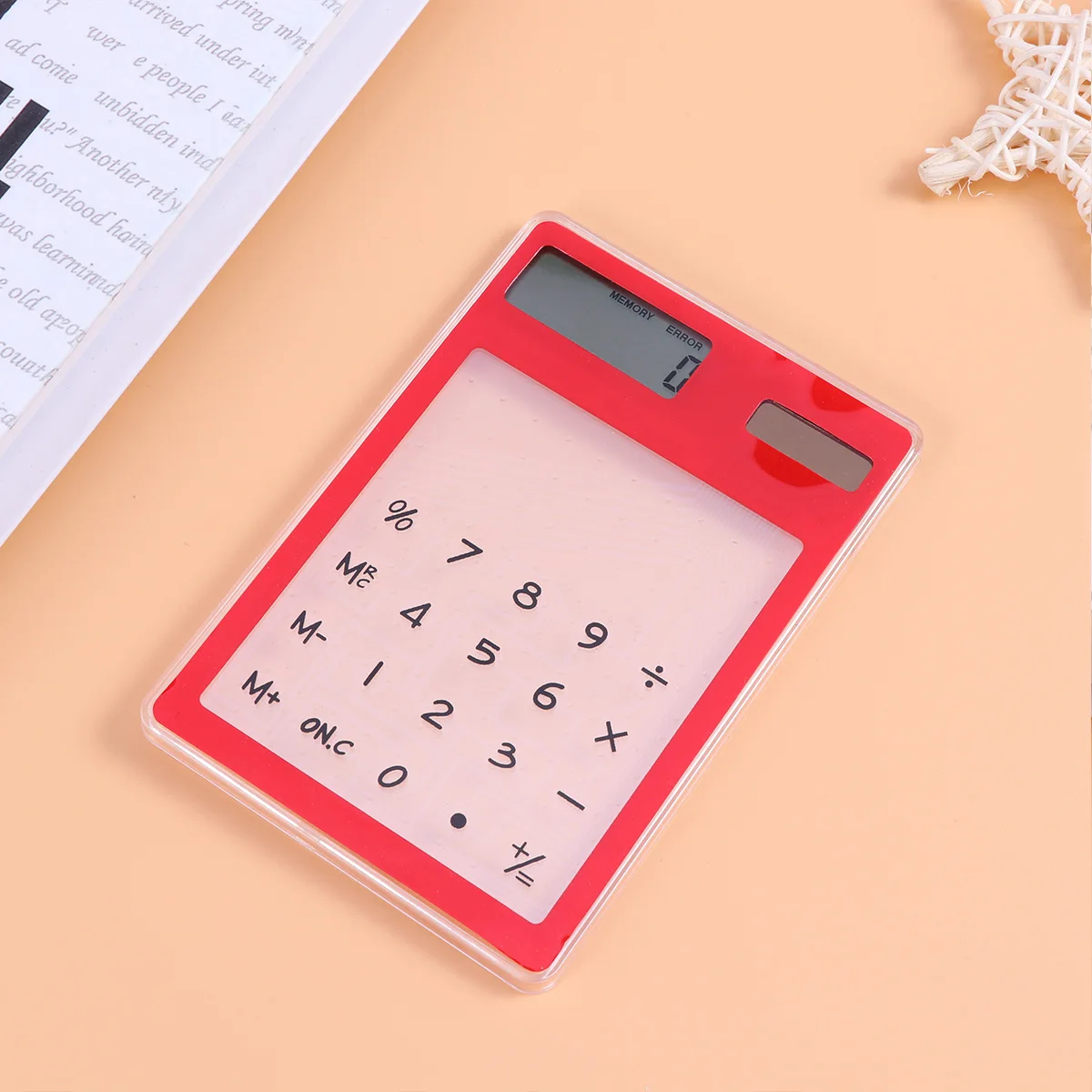 Ultra Thin Solar Calculator Mini Portable Touch Screen Students School Office 8 Digits Display Lightweight Compact Size Easy