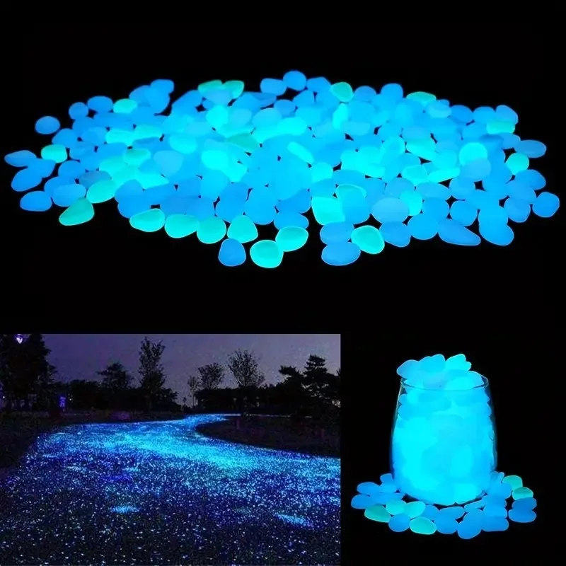 500Pcs Glow in The Dark Garden Pebbles Stones Rocks for Yard and Walkways Decor Fairy Garden DIY Decorative Luminous Stones