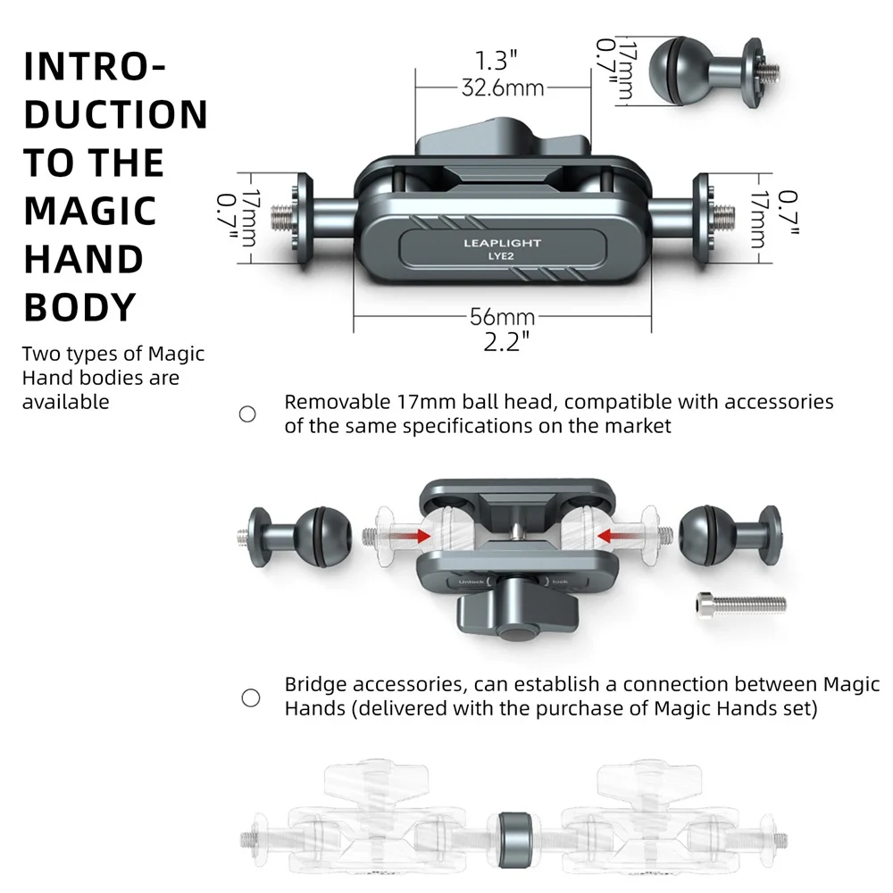 拡張マウント付きダブルボールマジックアーム,カメラ,ビデオ,マイク,ライト三脚,360, 1/4インチネジ,アップグレード用