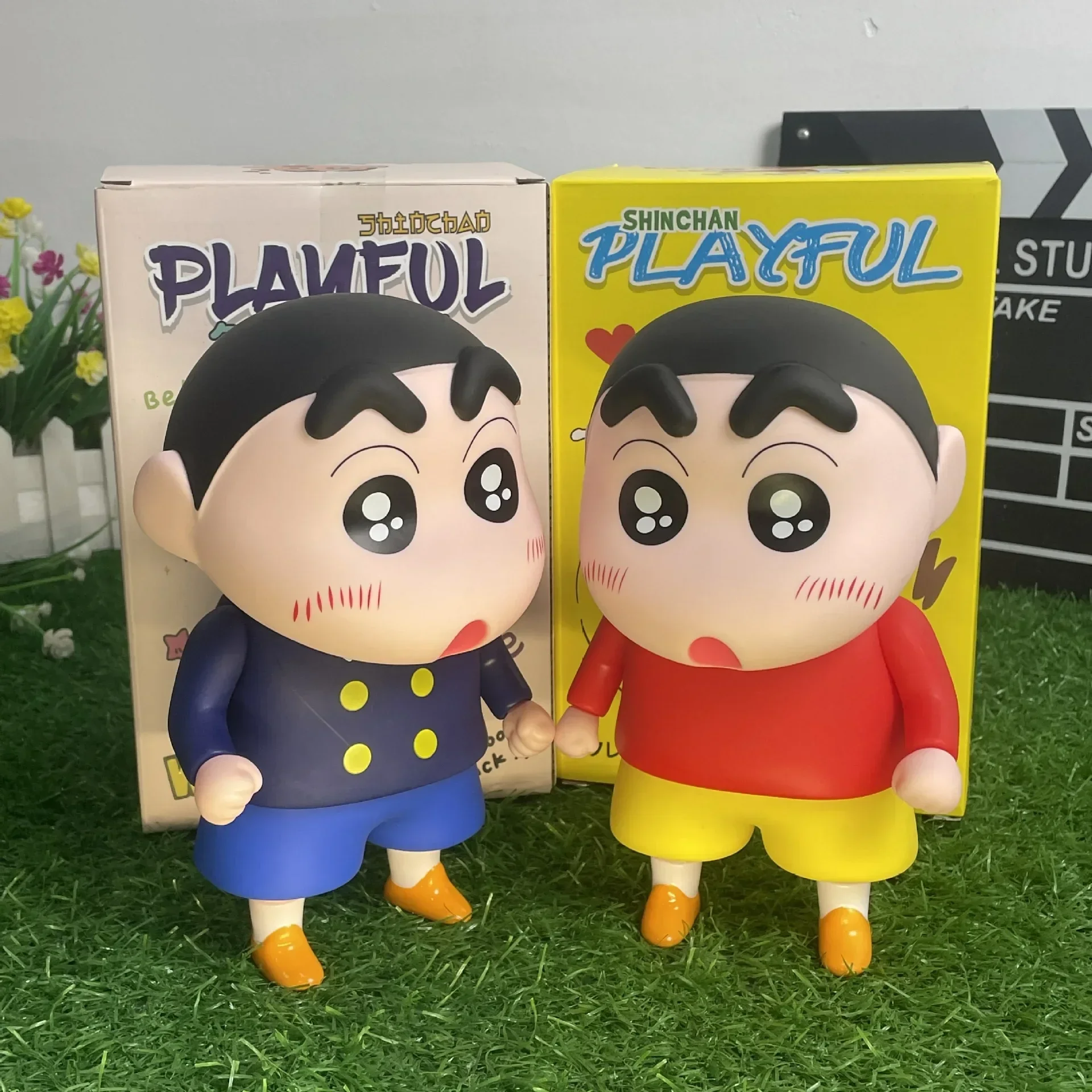 Figurines d'anime Crayon Shin-Chan Nohara Kendnosuke, boîte à documents, ornements de cheminée, beurre, modèle en vinyle, jouets à collectionner, cadeau, 23cm, en stock