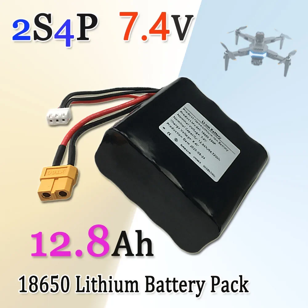 

7.4V 12.8Ah 2S4P 8.4V High Capacity UAV Rechargeable Li-ion Battery for Various RC Airplane Quadrotor XH2.54-3P XT60