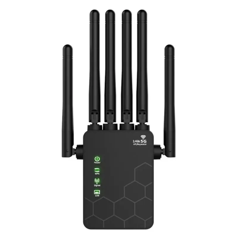 New Arrivals-EU-PLUG 1200M 5G Wifi 6 Signal Booster With 6 Antennas Router Extender For Smart Routers Wide Coverage Wall Penetra