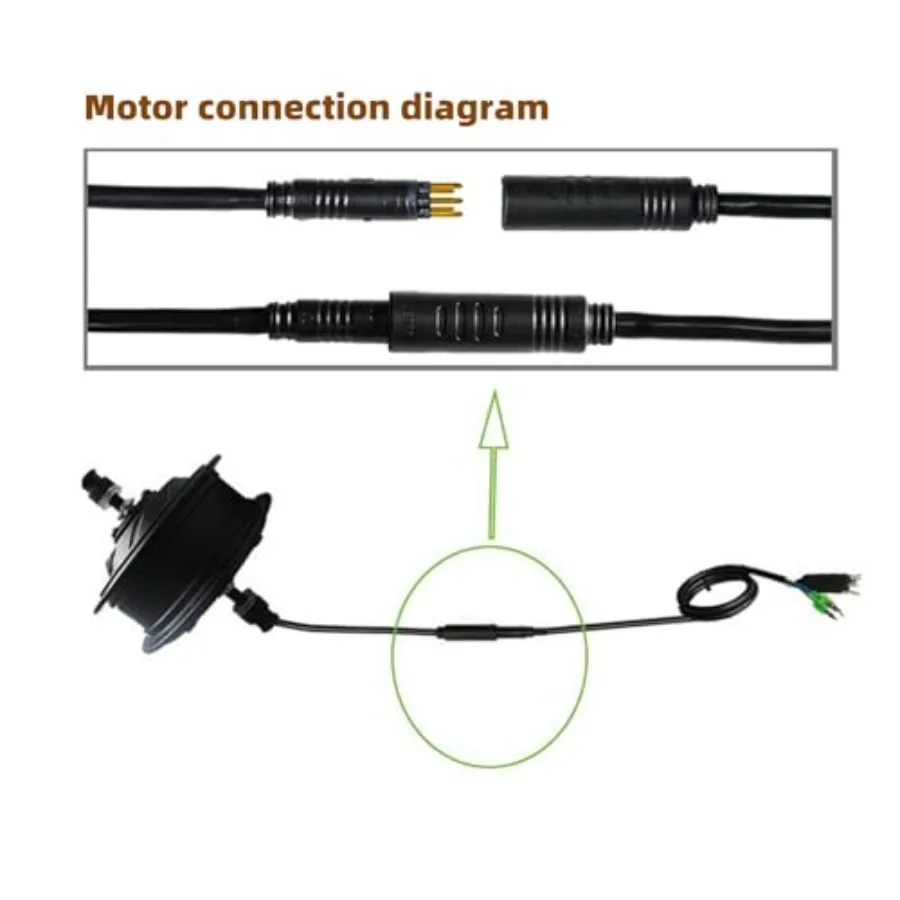 الكهربائية ycle كابلات الموصلات 9 دبوس 60 سنتيمتر مع قاعة الاستشعار Ebike تحويل أجزاء مقاوم للماء محور المحرك تحويل تمديد كابل #6